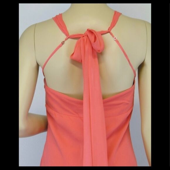 BCBGMaxAzria ORANGE SILK SEQUIN HALTER MAXI DRESS - Picture 7 of 9